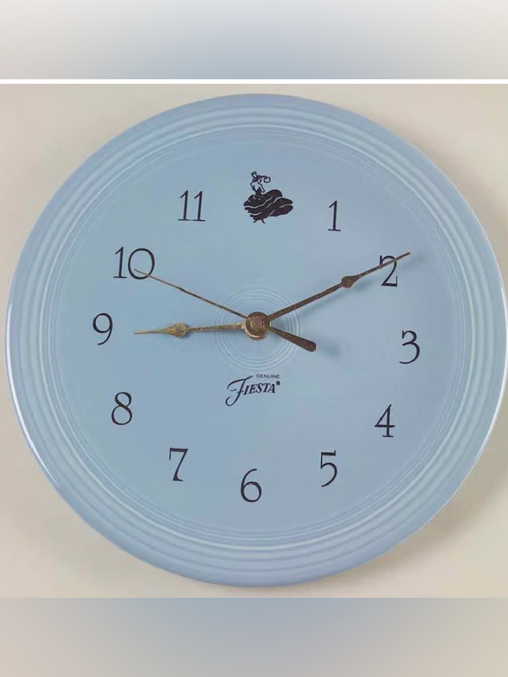 Fiesta Vintage Periwinkle Blue Round Wall Clock with Gold Hands